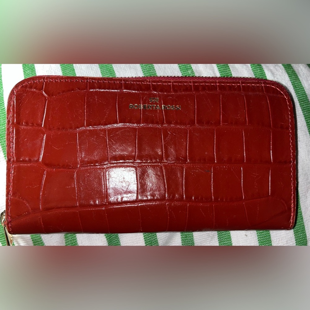 Roberta Rossi Red Croc-Embossed Wallet